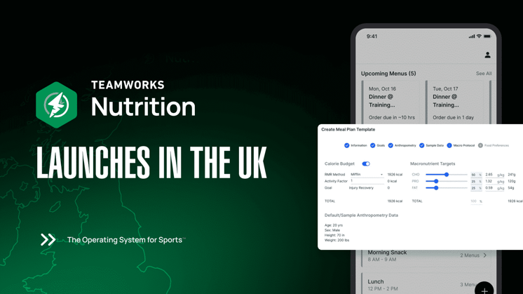 Teamworks Launches Personalised Nutrition for UK Sports Clubs