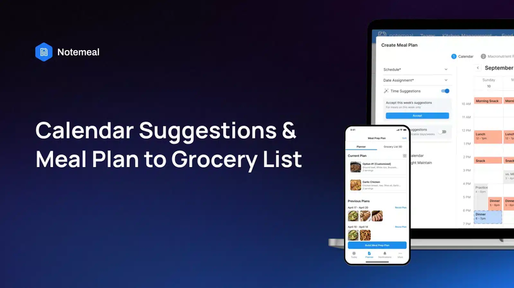 New Notemeal Features: Calendar Suggestions and Meal Plan to Grocery List